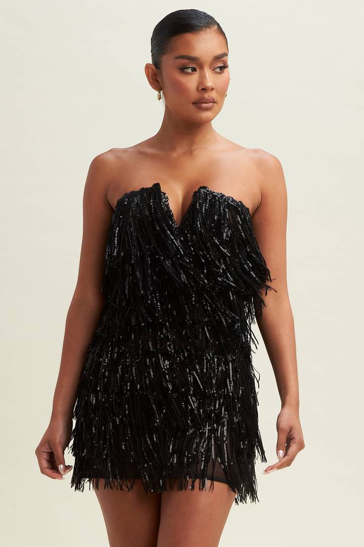 Waking Up In Vegas Sequin Fringe Mini Dress