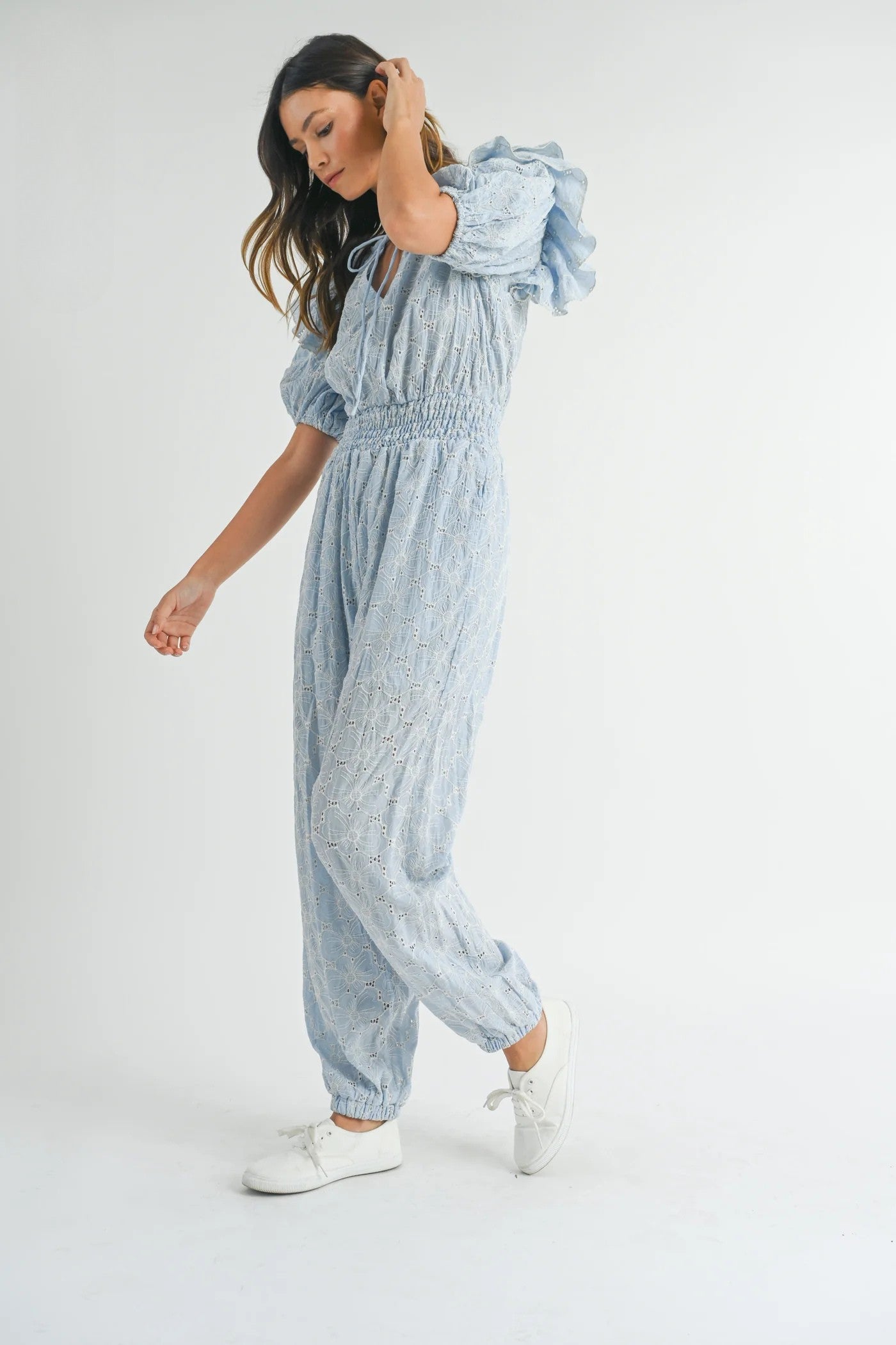 May Flowers Eyelet Lace Ruffle Jumpsuit