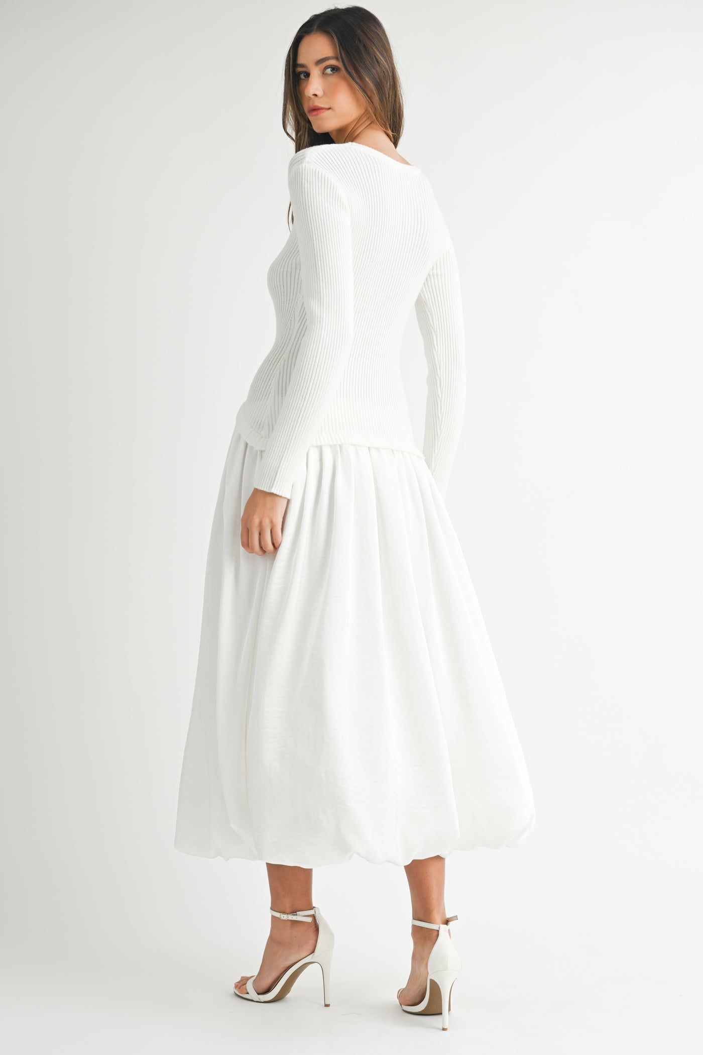 Olivia Ribbed Poplin Midi Sweater Dress