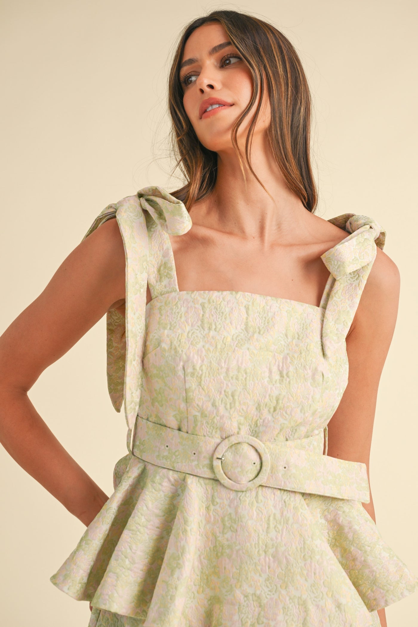 La Belle Vie Jacquard Floral Shorts Set