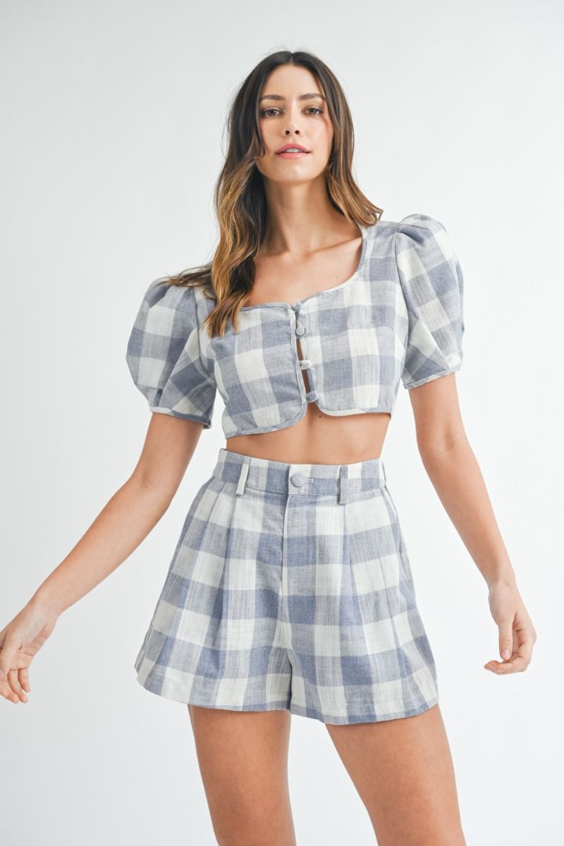 Athena Gingham Shorts Set