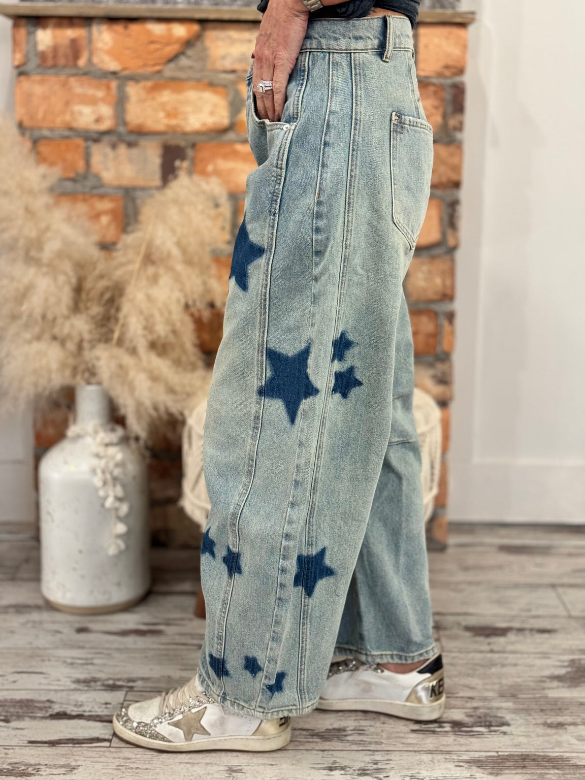 Adrienne Wide Leg Star Jeans
