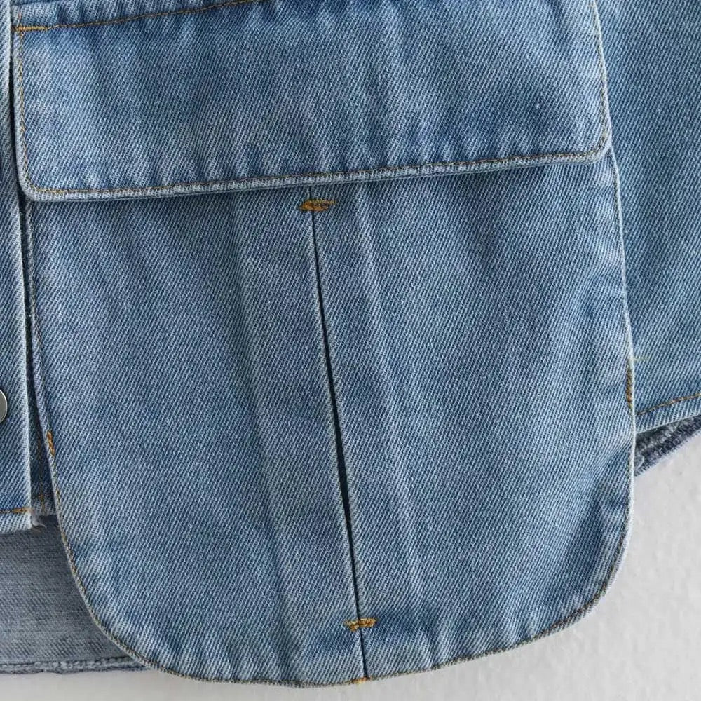 Alexa Denim Cropped Vest