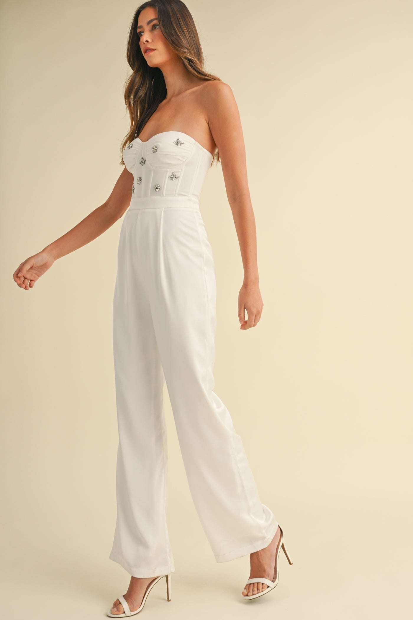 Genesis Rhinestone Applique Bustier Jumpsuit