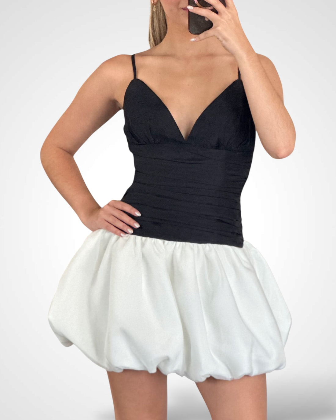 Eldest Daughter Ruched Bubble Mini Dress