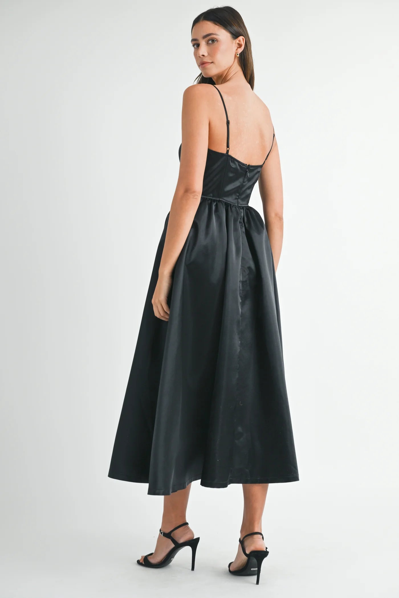 Dinner In Paris Taffeta Bustier Midi Dress