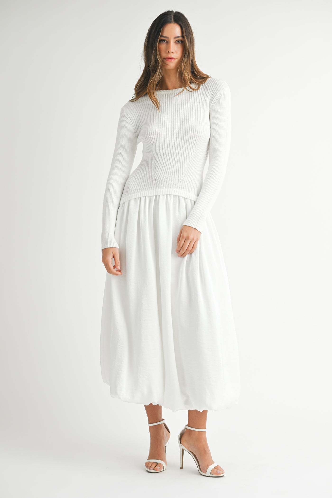 Olivia Ribbed Poplin Midi Sweater Dress