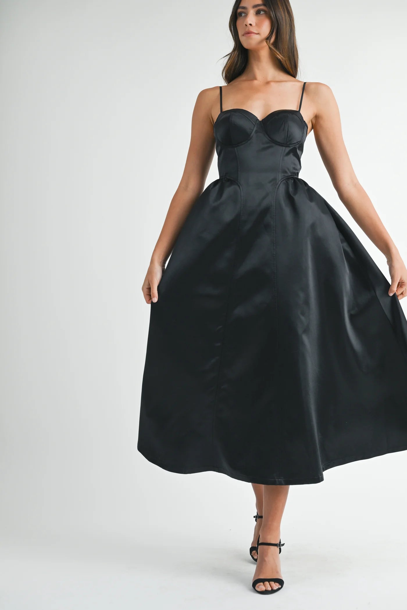 Dinner In Paris Taffeta Bustier Midi Dress