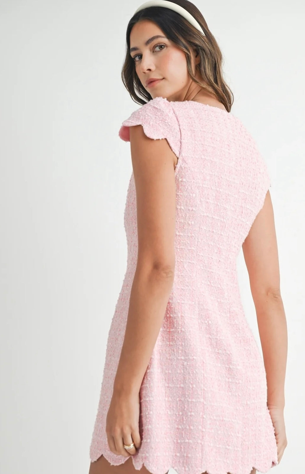 Regina Tweed Scallop Mini Dress