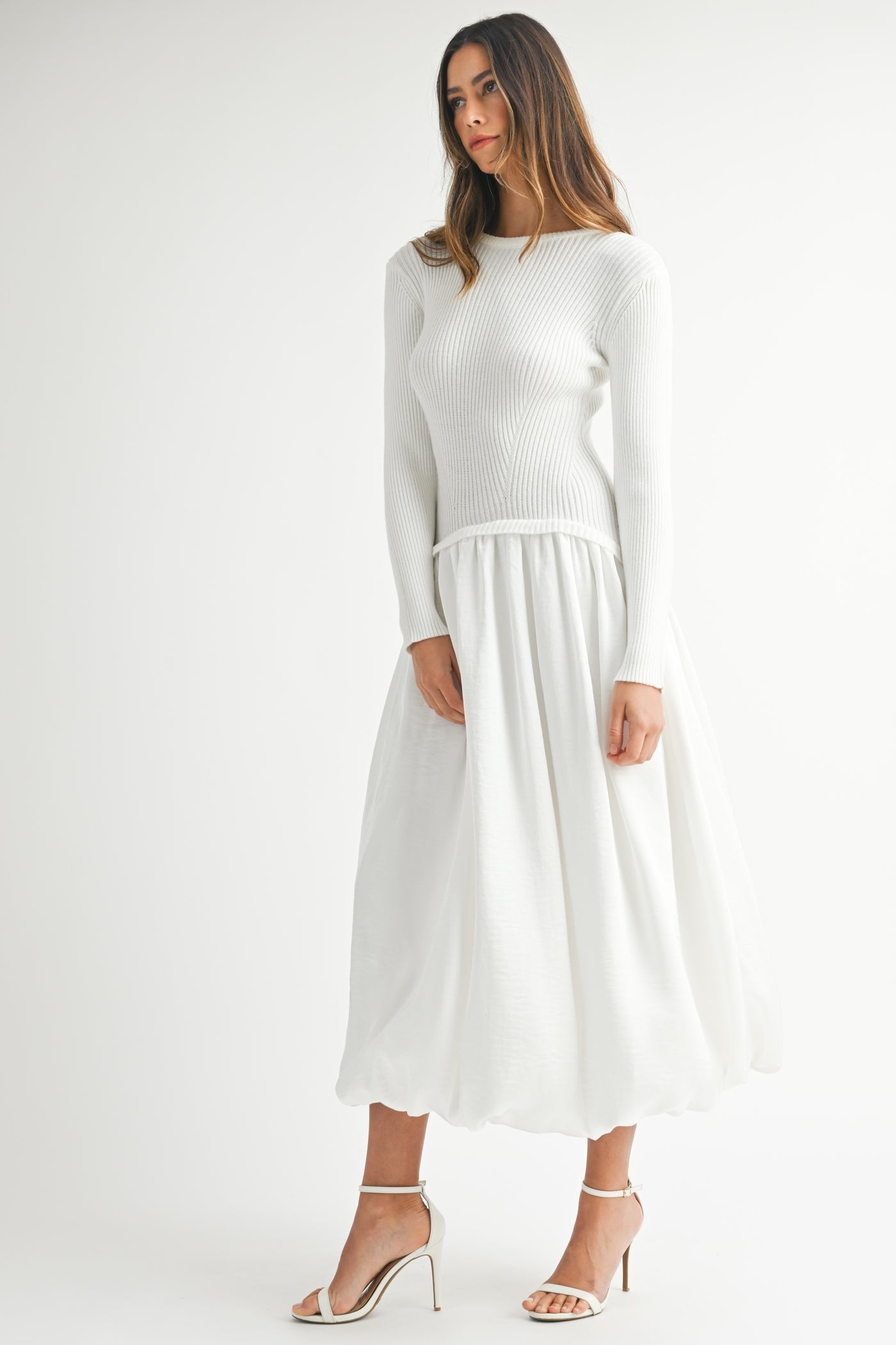 Olivia Ribbed Poplin Midi Sweater Dress