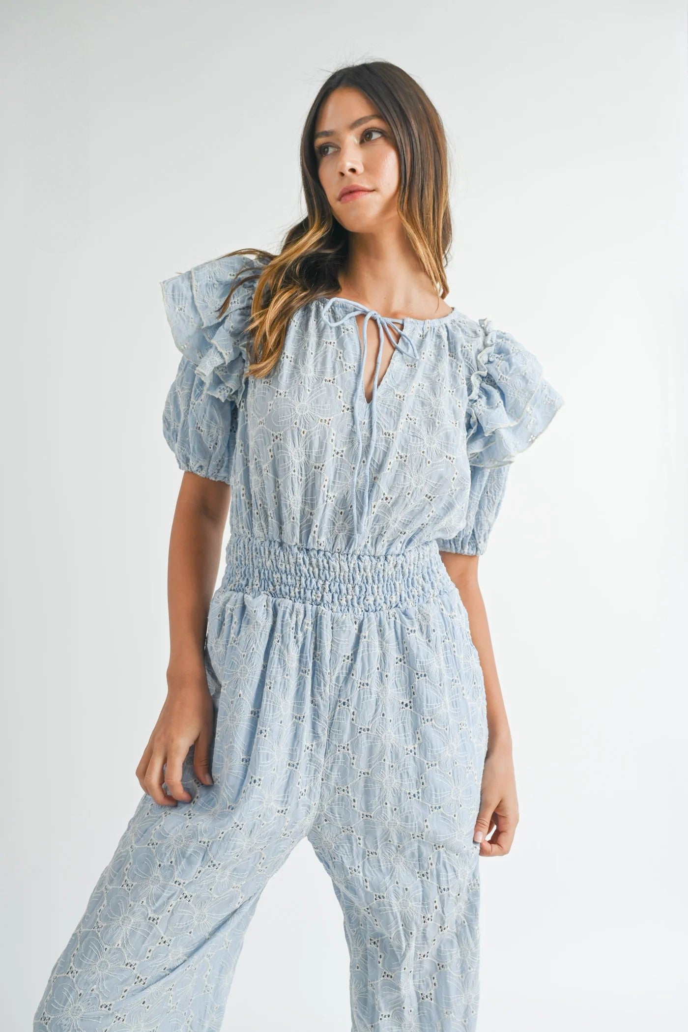 May Flowers Eyelet Lace Ruffle Jumpsuit
