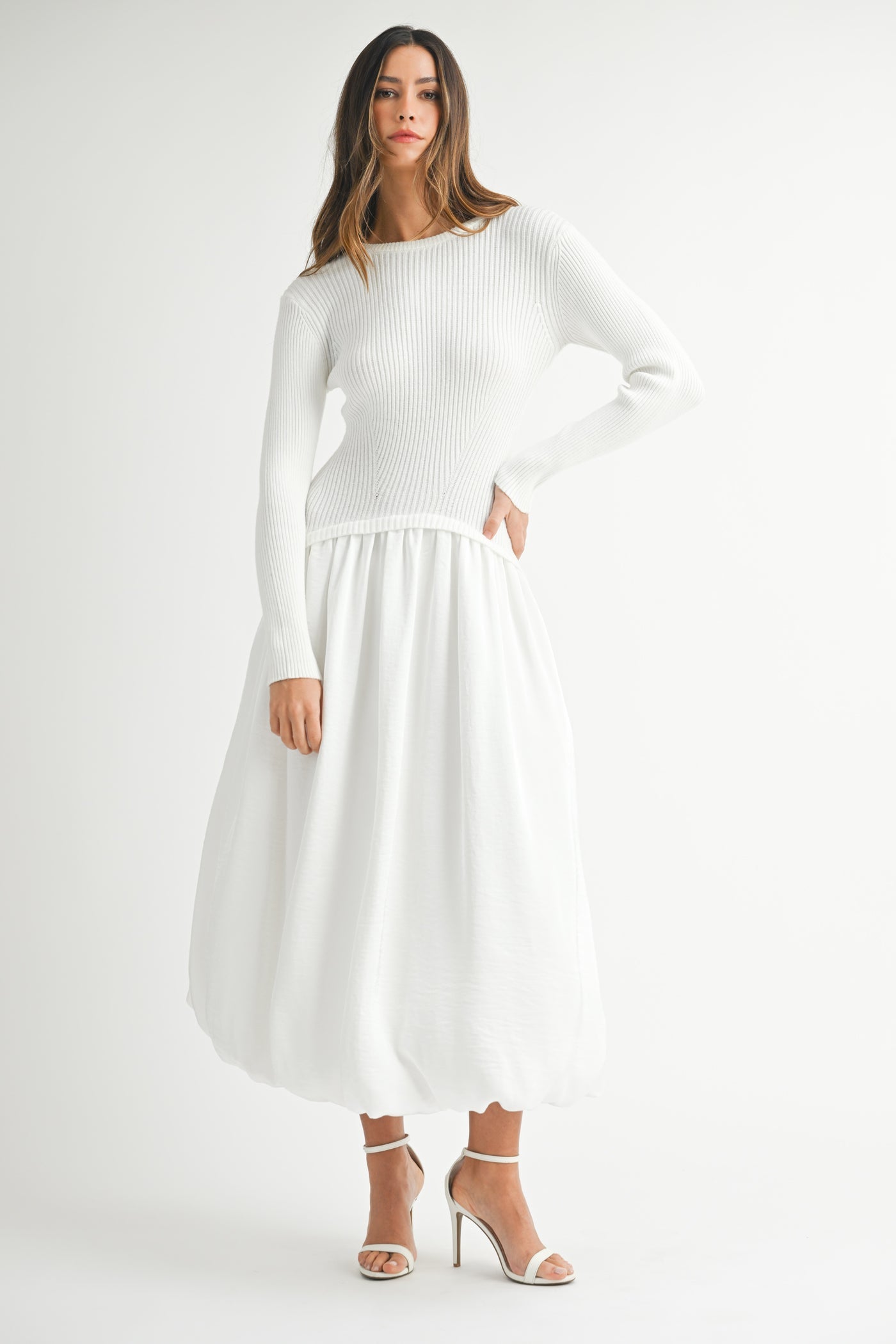 Olivia Ribbed Poplin Midi Sweater Dress