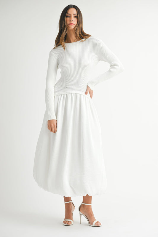 Olivia Ribbed Poplin Midi Sweater Dress