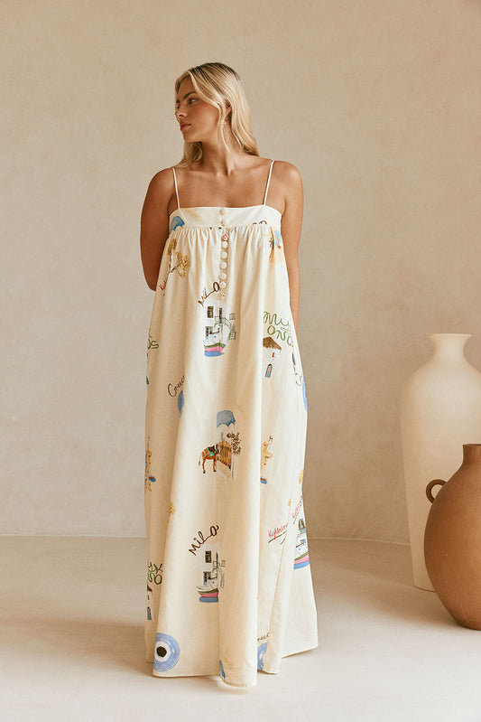 Postcards From Greece Bohemian Maxi Dress