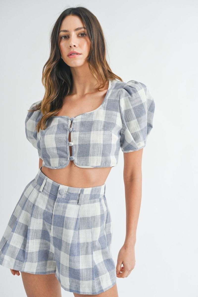 Athena Gingham Shorts Set