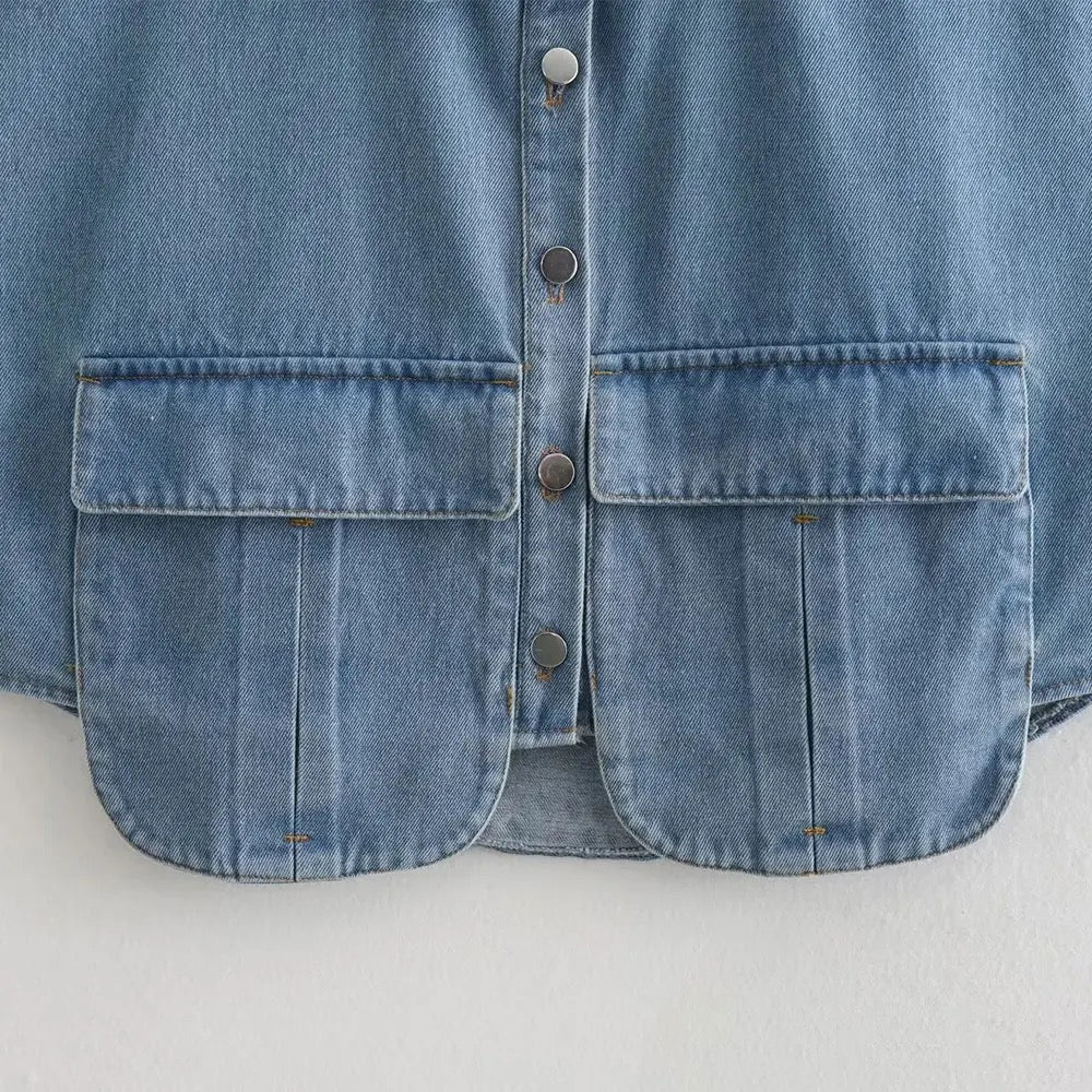 Alexa Denim Cropped Vest