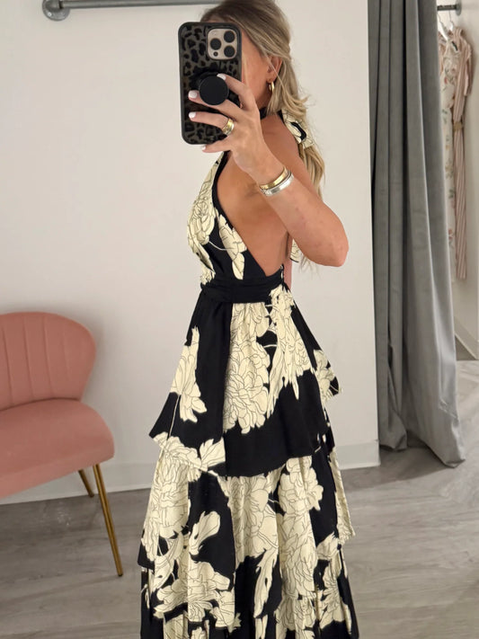 Barcelona Breeze Floral Tiered Maxi Dress