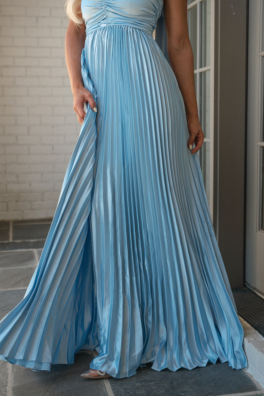Taylor Ruched Pleated Tube Maxi Dress