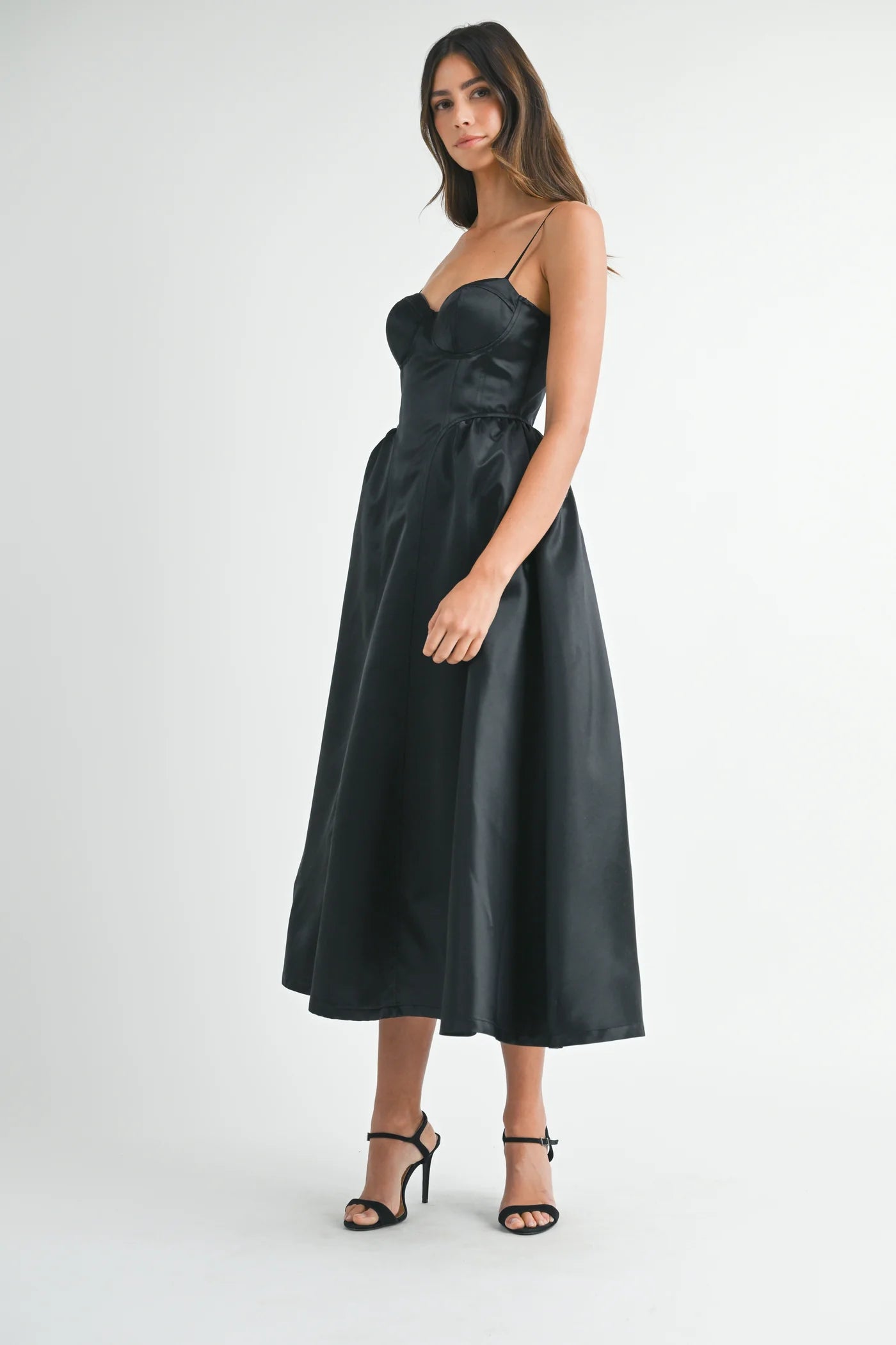 Dinner In Paris Taffeta Bustier Midi Dress