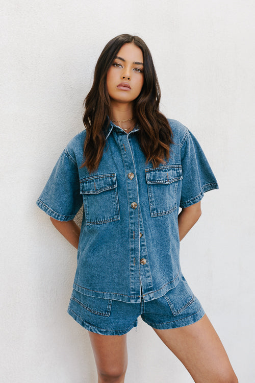 Close To You Denim Shorts Set
