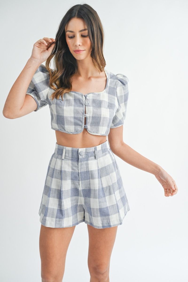 Athena Gingham Shorts Set