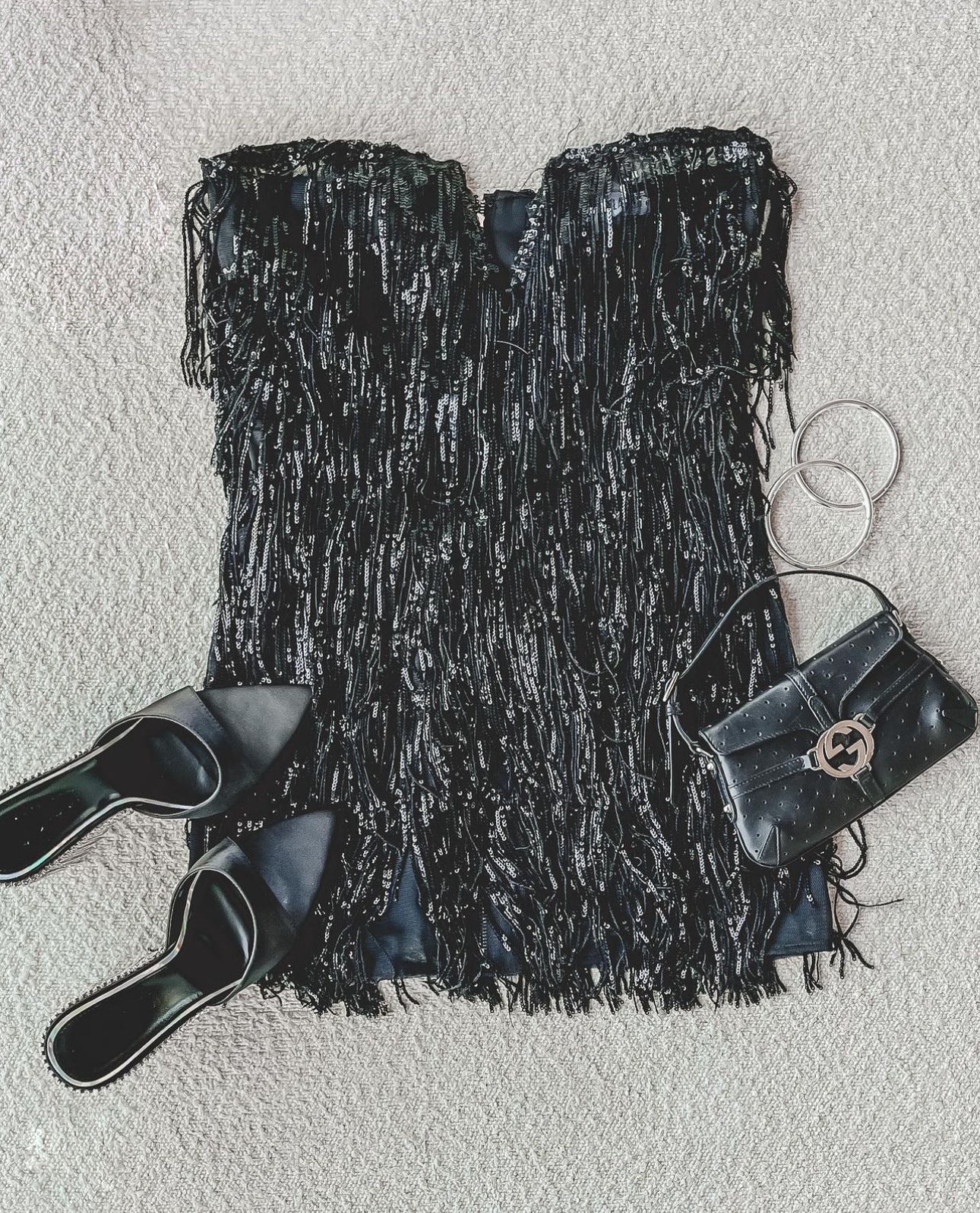Waking Up In Vegas Sequin Fringe Mini Dress