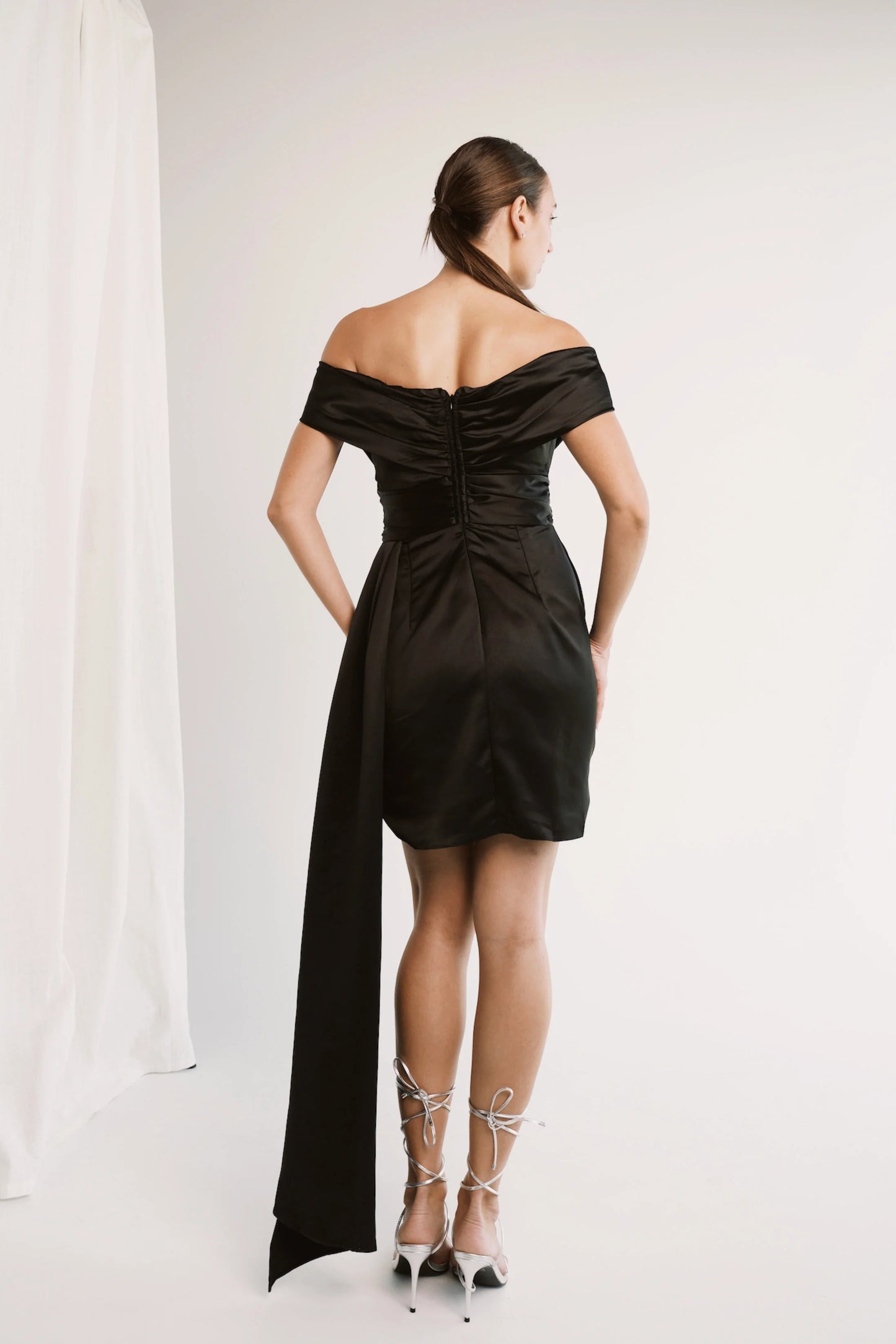 Onyx Allure Satin Mini Dress