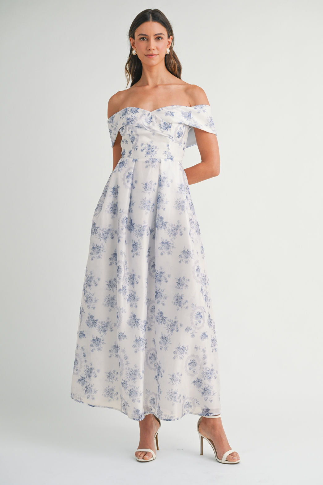 Tea Time Floral Off Shoulder Maxi Dress