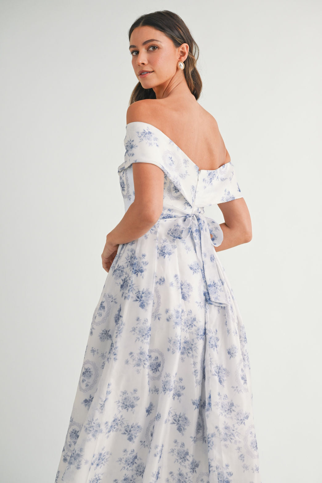 Tea Time Floral Off Shoulder Maxi Dress