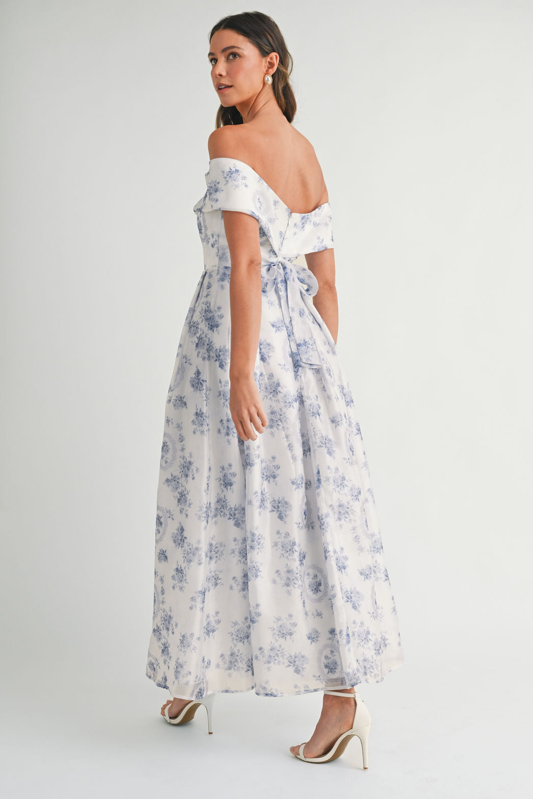 Tea Time Floral Off Shoulder Maxi Dress