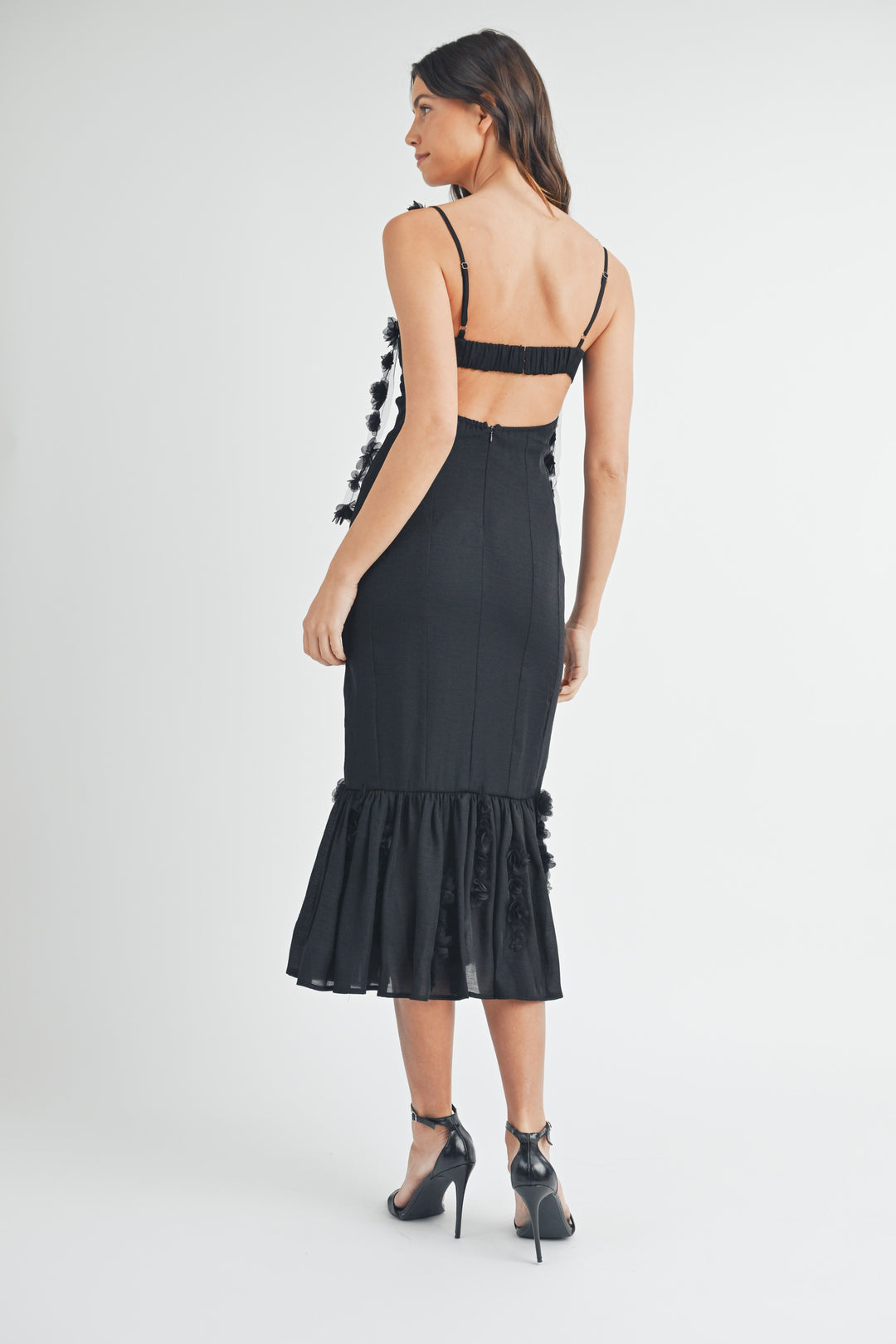 Blooming Grace Midi Dress - black