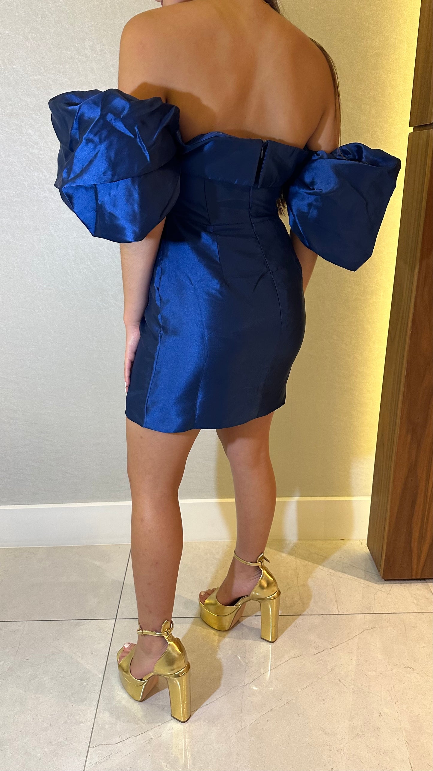 Talk To Me Nice Puff Sleeve Satin Mini Dress