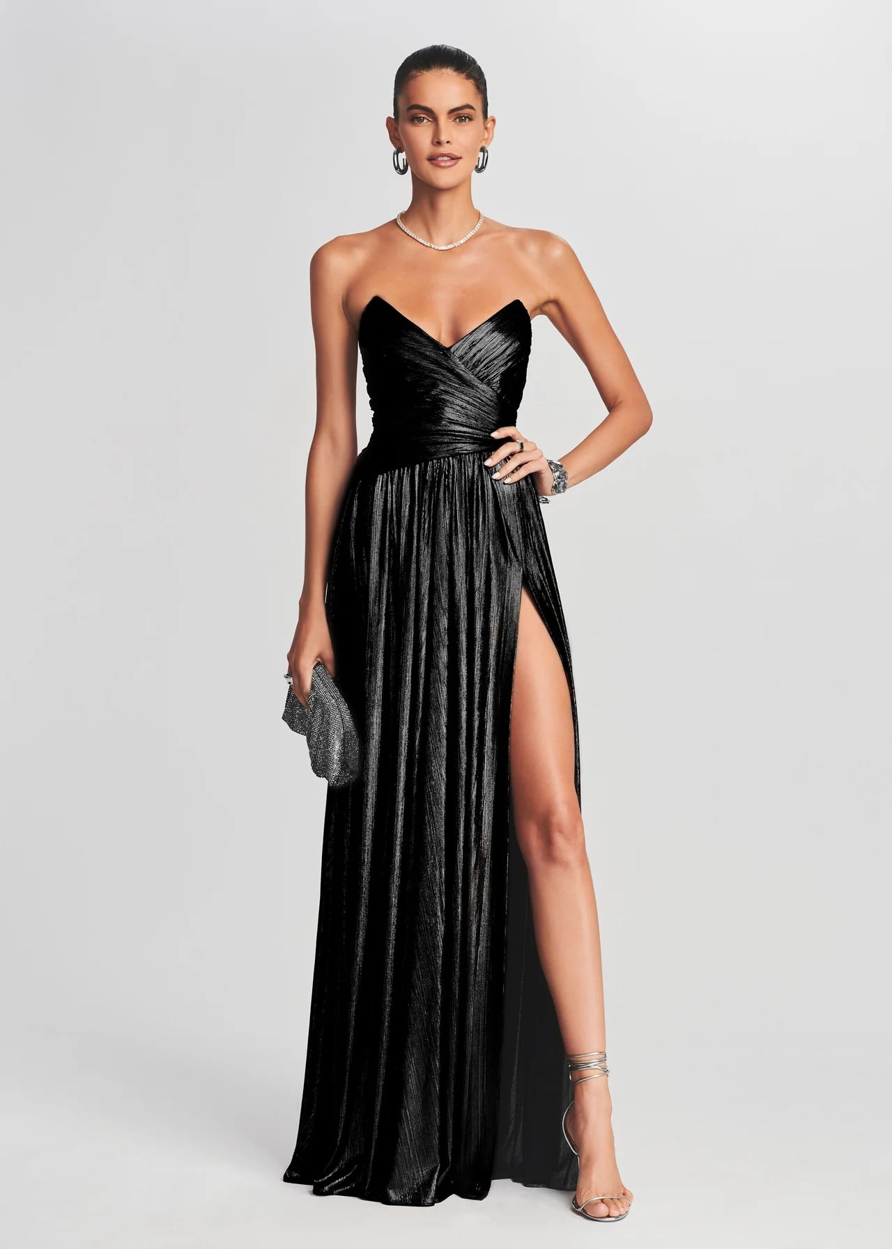 Midnight Rain Metallic Maxi Dress