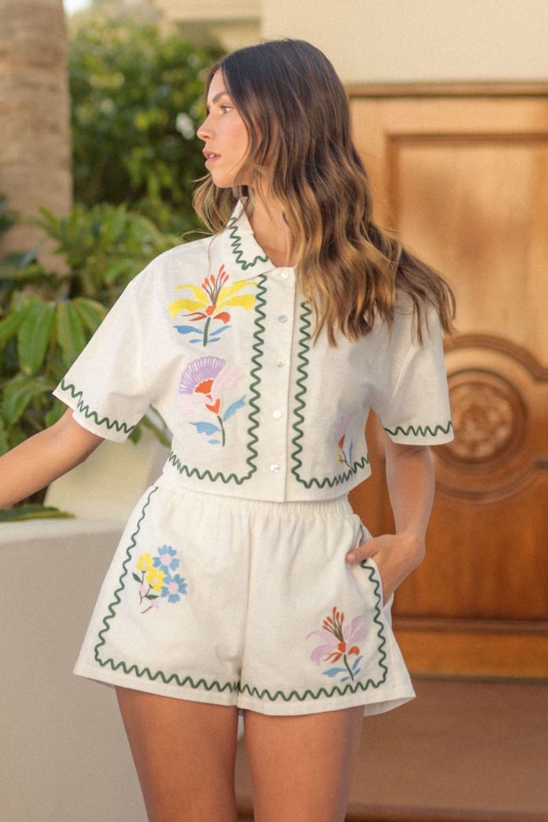 Sweet Escape Embroidered Shorts Set (PRE-ORDER)