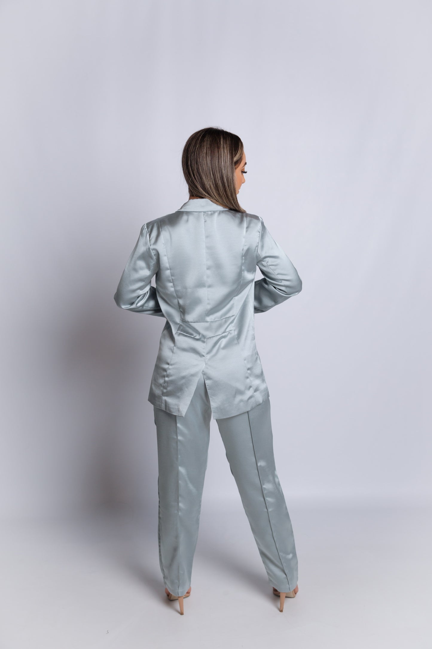 Material Girl Satin Blazer Pants Set