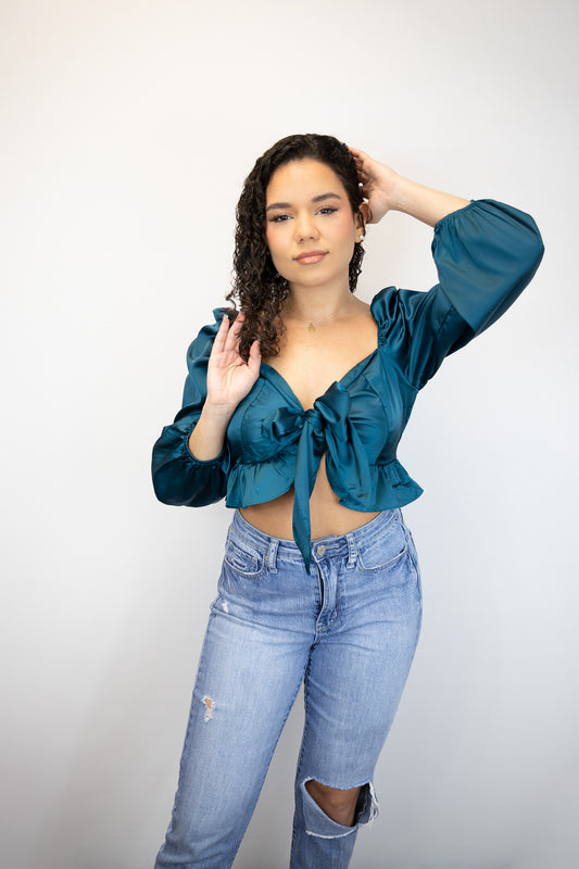 Tiffany Satin Long Sleeve Top