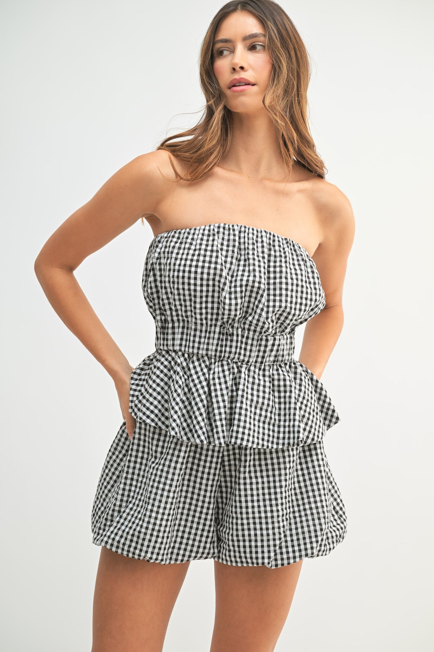 Cruise Control Gingham Shorts Set