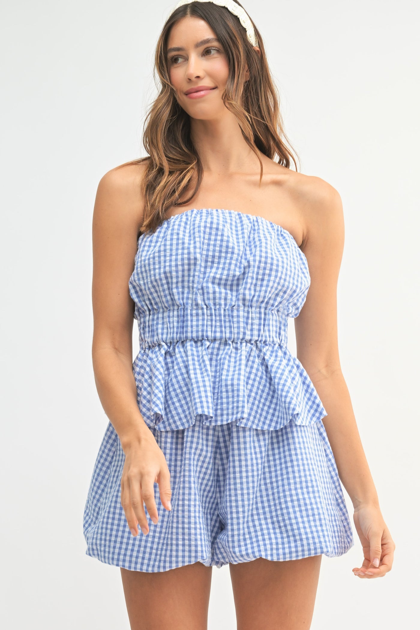 Cruise Control Gingham Shorts Set