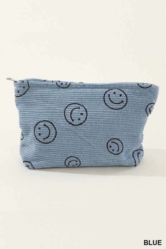 Smiley Corduroy Clutch Bag