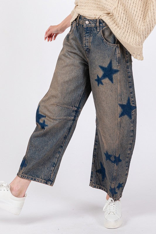 Adrienne Wide Leg Star Jeans