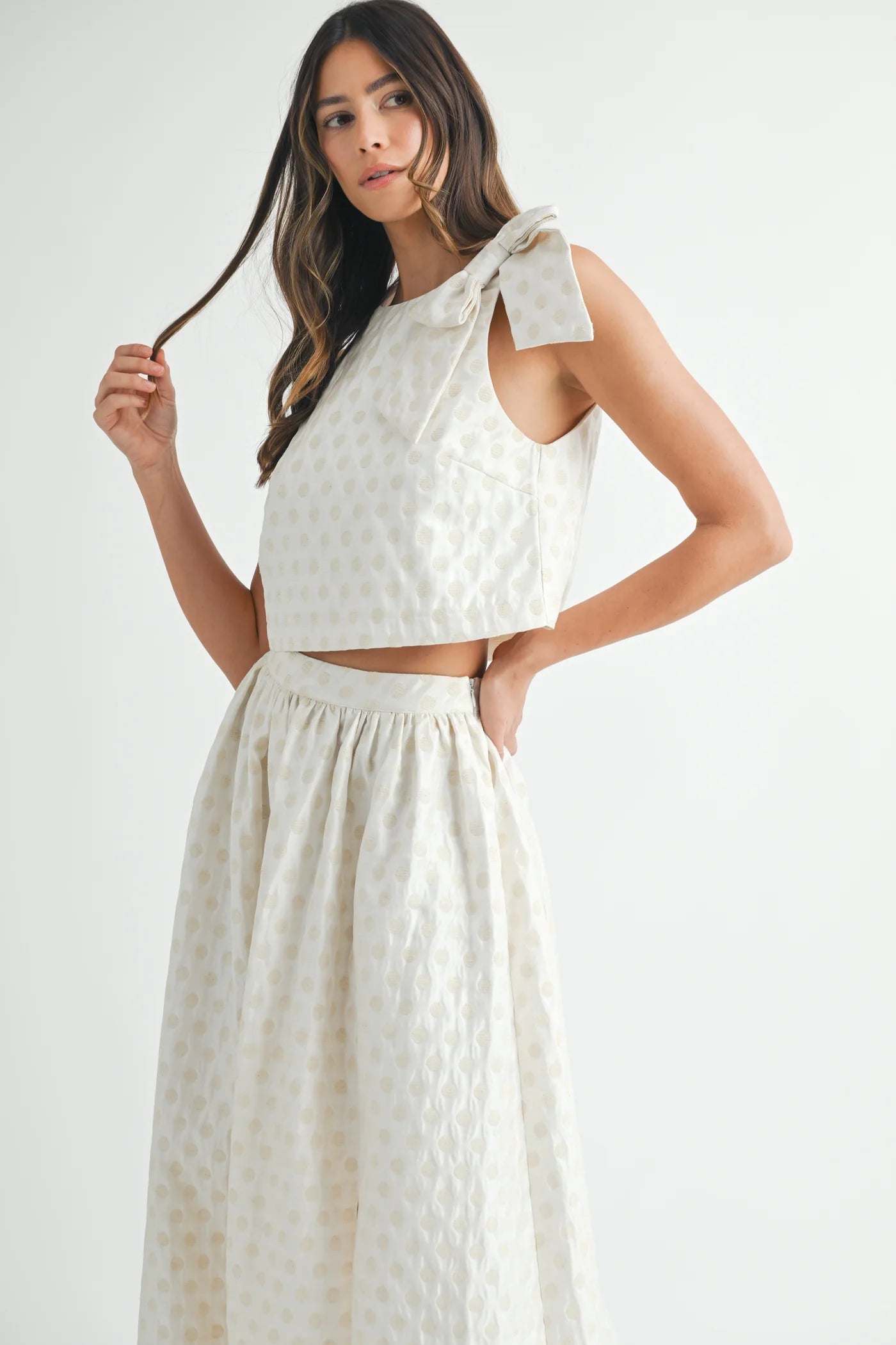 Blush & Bows Taffeta Polka Dot Skirt Set