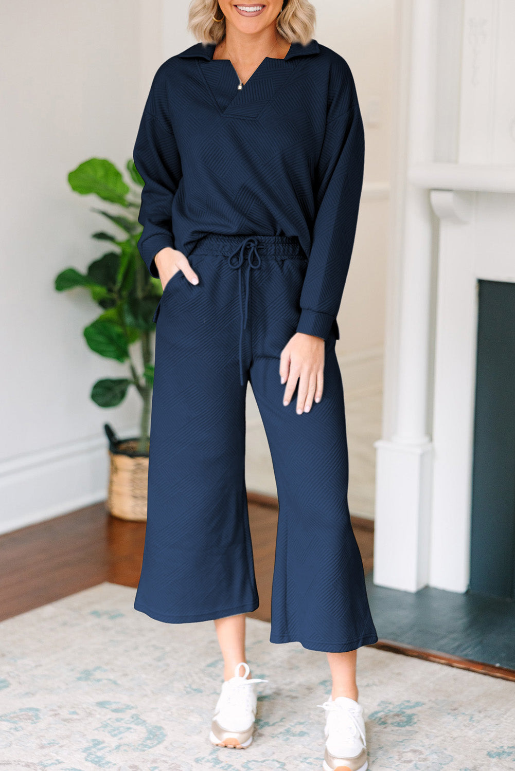 Wide Horizons Textured Top and Wide Leg Pants Set