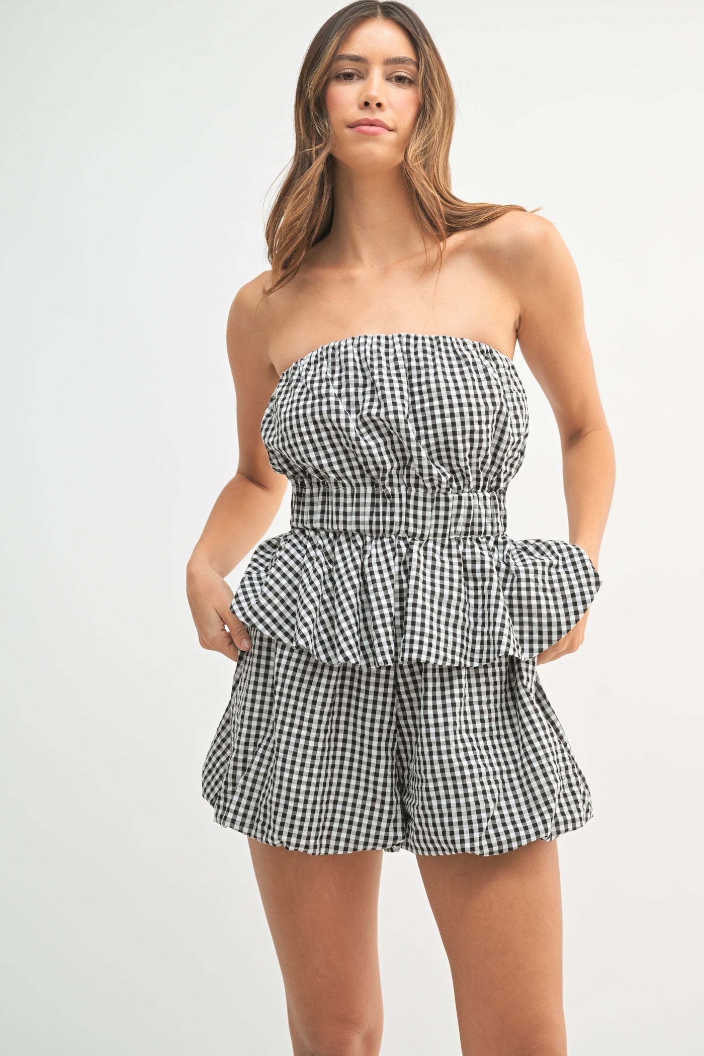 Cruise Control Gingham Shorts Set