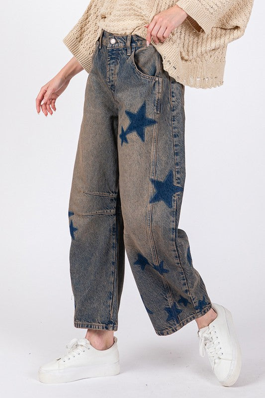 Adrienne Wide Leg Star Jeans