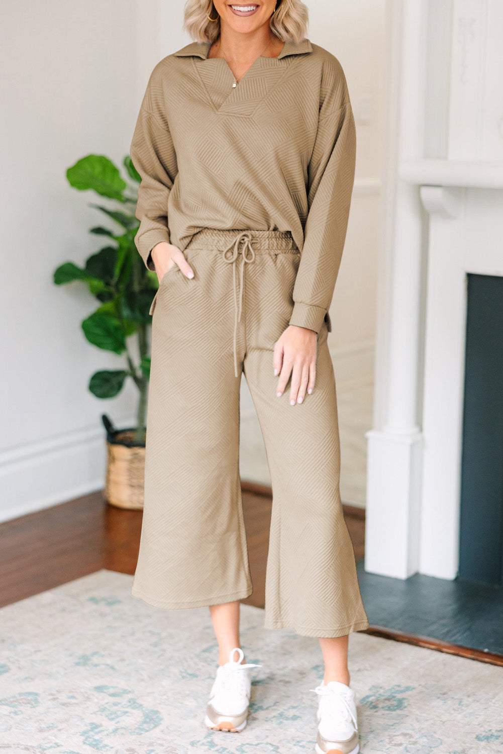 Wide Horizons Textured Top and Wide Leg Pants Set