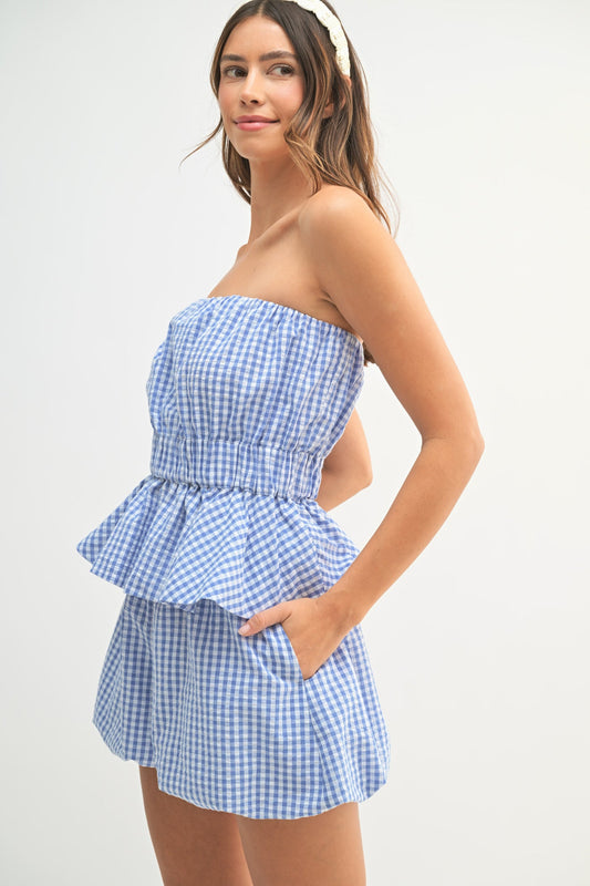 Cruise Control Gingham Shorts Set