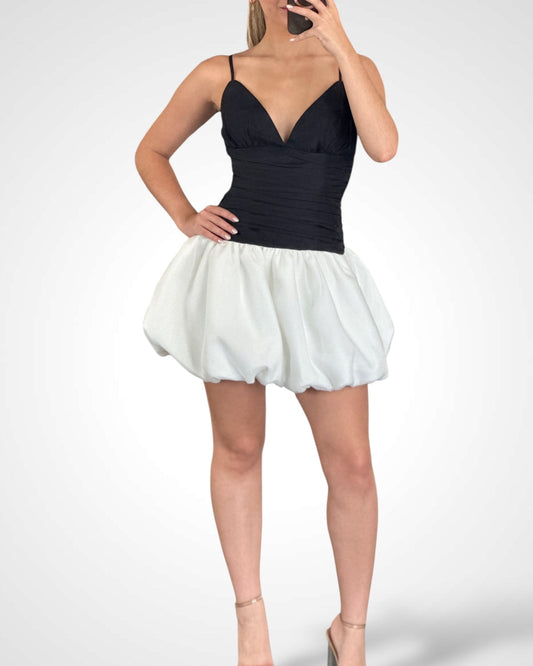 Eldest Daughter Ruched Bubble Mini Dress