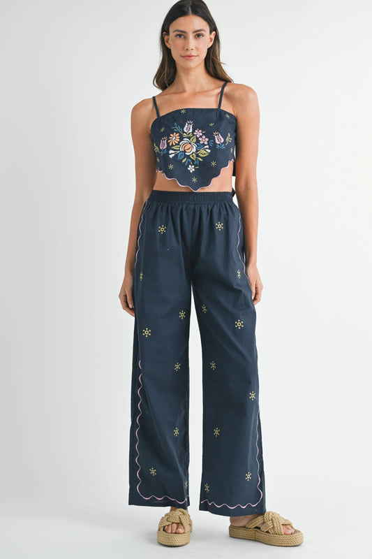 Ciao Bella Embroidered Pants Set