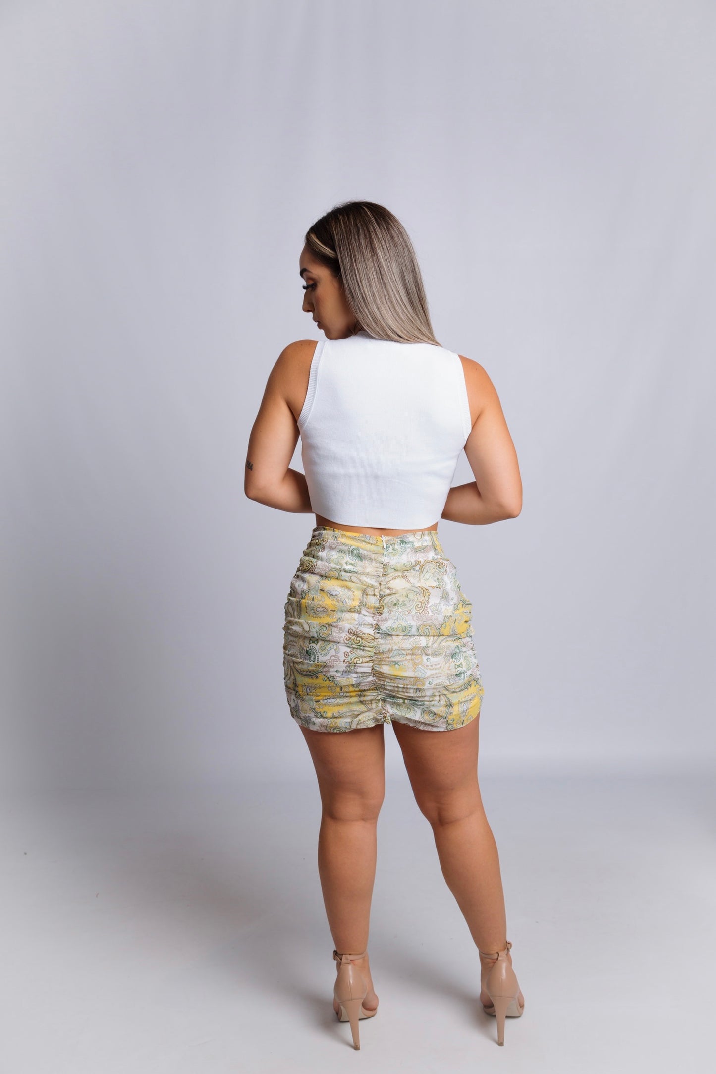 Lily Floral Ruched Mini Skirt