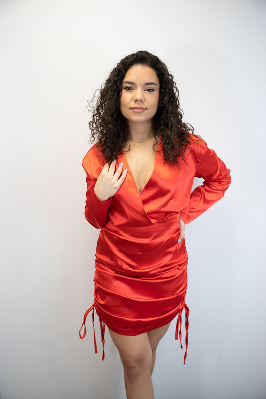 Lady In Red Satin Mini Dress